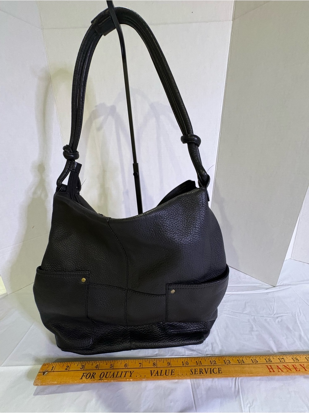 Eddie Bauer Black Pebbled Leather Hobo Bag, Super Soft in Great Condition.